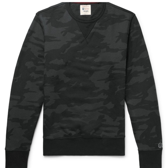 Todd Snyder x Champion Black Camo Crewneck Sweatshirt Size Large